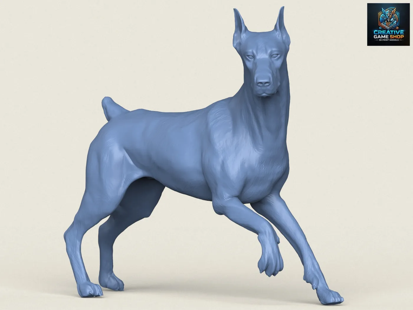 Doberman Dog Friendly Pose 3D Print Model .c4d .max .obj .3ds .fbx .stl .blend 