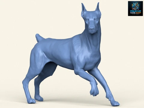 Doberman Dog Friendly Pose 3D Print Model
