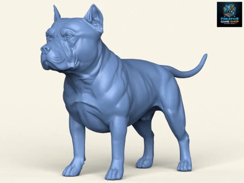 Pitbull Dog Standing 3D Print Model
