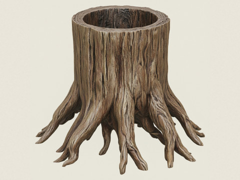 Tree Stump Planter 3D Print Model