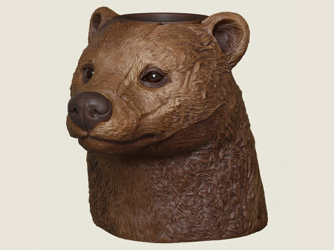 Badger Head Vase 3D Print Model