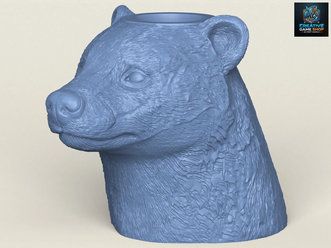 Badger Head Vase 3D Print Model .c4d .max .obj .3ds .fbx .stl .blend 