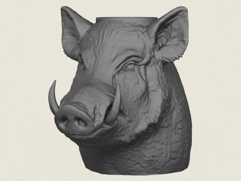 野猪头花瓶 3D 打印模型