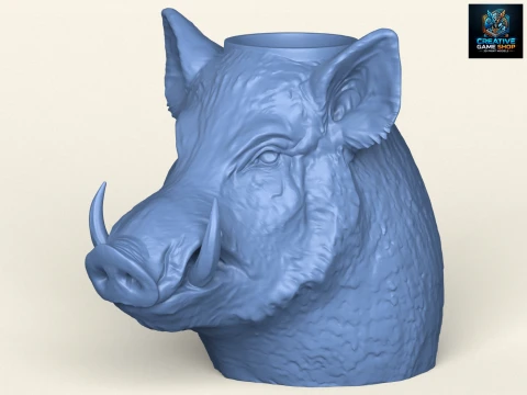 जंगली सूअर के सिर का फूलदान 3D प्रिंट मॉडल