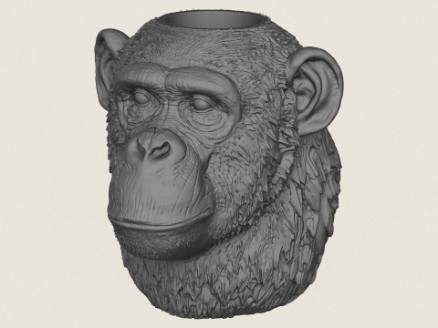 Ваза с головой шимпанзе 3D Принт Модель