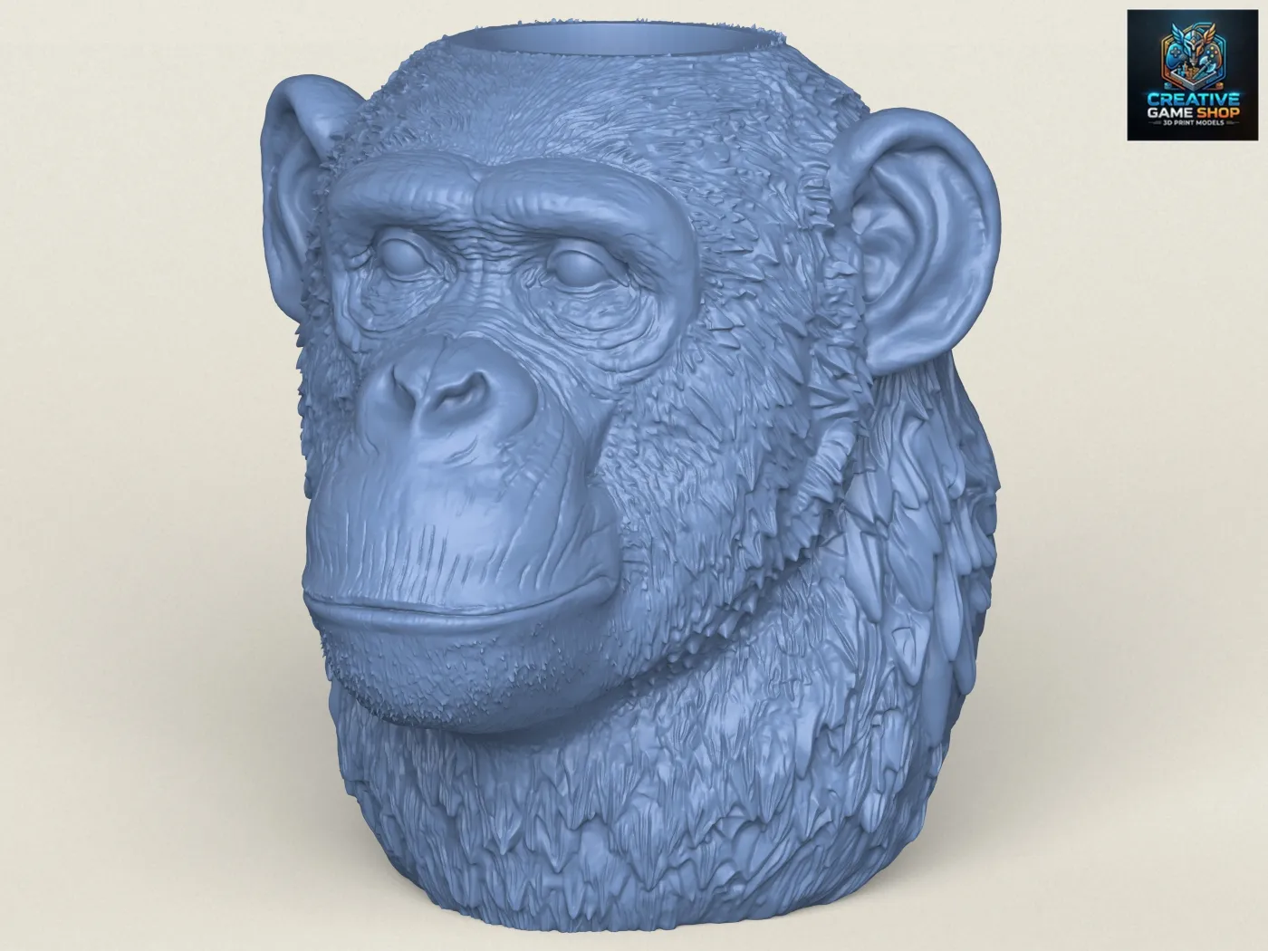 Chimpanzee Head Vase 3D Print Model .c4d .max .obj .3ds .fbx .stl .blend