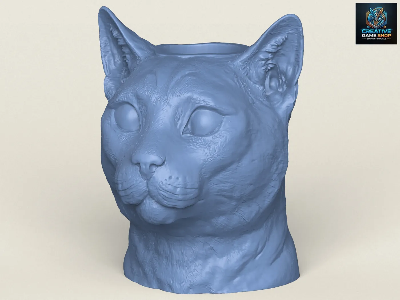 Cat Face Vase 3D Print Model .c4d .max .obj .3ds .fbx .stl .blend 
