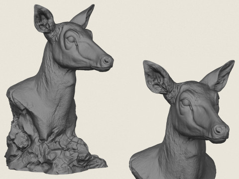 Wild Deer Bust Sculpture 3D Print Model