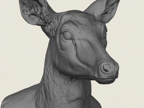 Wild Deer Bust Sculpture 3D Print Model