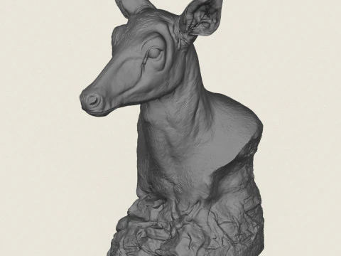 Wild Deer Bust Sculpture 3D Print Model