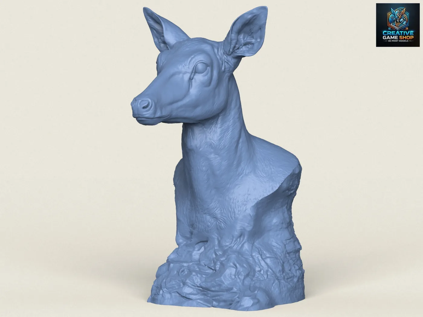 Wild Deer Bust Sculpture 3D Print Model .c4d .max .obj .3ds .fbx .stl .blend