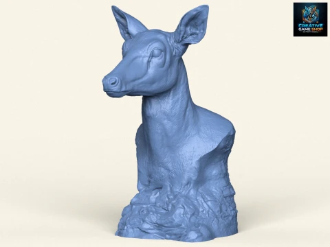 야생 사슴 흉상 조각 3D 프린트 모델
