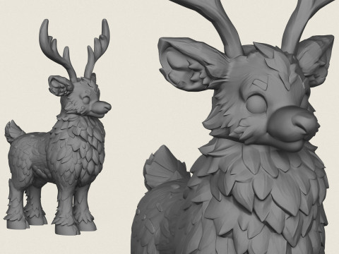 Cartoon Reindeer 3D Print Model
