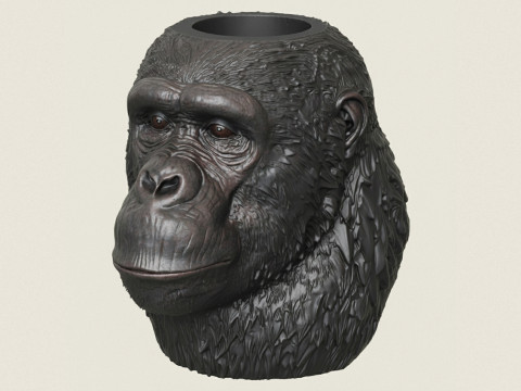 Gorilla Face Vase 3D Print Model