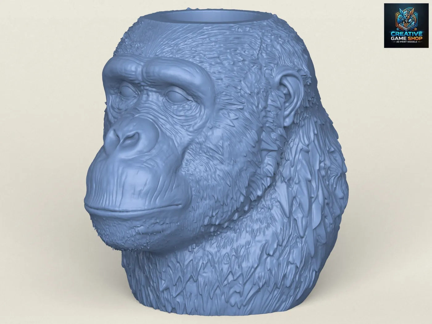 Goril Yüzlü Vazo 3D Baskı Modeli .c4d .max .obj .3ds .fbx .stl .blend