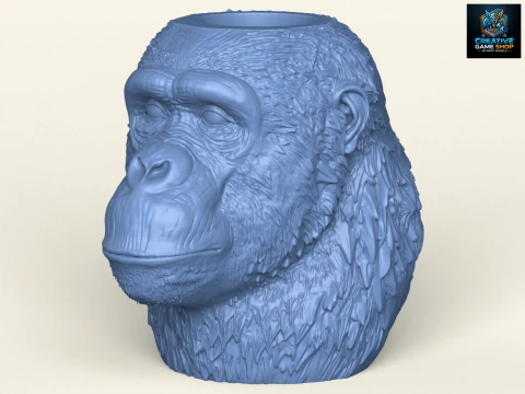 Goril Y&uuml;zl&uuml; Vazo 3D Baskı Modeli