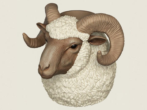 Ram Head Vase 3D Print Model