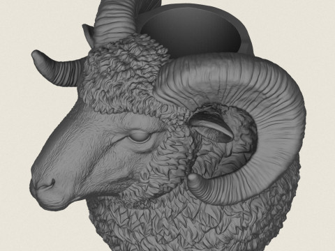Ram Head Vase 3D Print Model