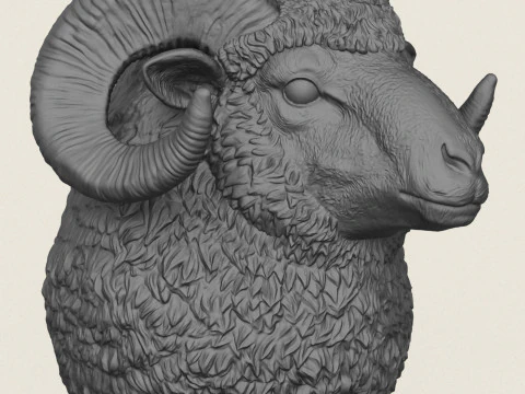 Ram Head Vase 3D Print Model
