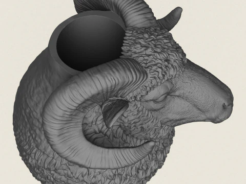 Ram Head Vase 3D Print Model