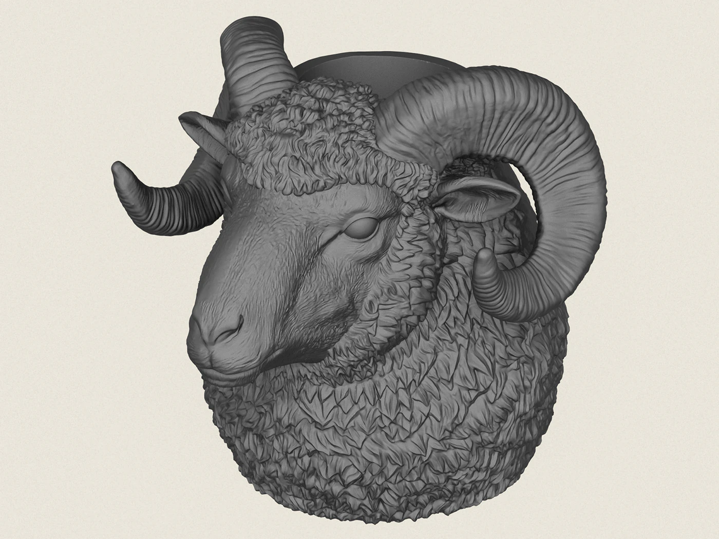 Ram Head Vase 3D Print Model .c4d .max .obj .3ds .fbx .stl .blend