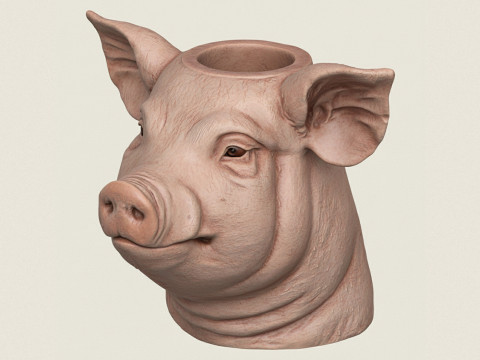 सुअर का सिर फूलदान 3D प्रिंट मॉडल