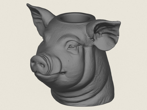 돼지 머리 꽃병 3D 프린트 모델