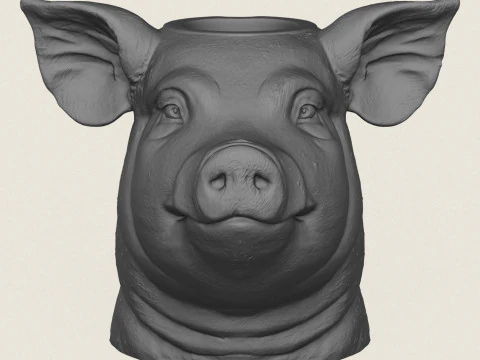 Pig Head Vase 3D Print Model