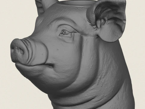 Pig Head Vase 3D Print Model