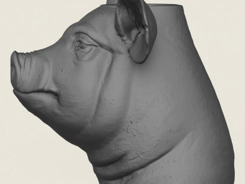 Pig Head Vase 3D Print Model