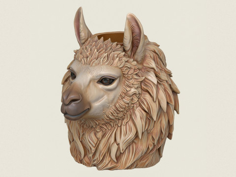 Vaso Cara de Animal Lhama Modelo de Impressão 3D