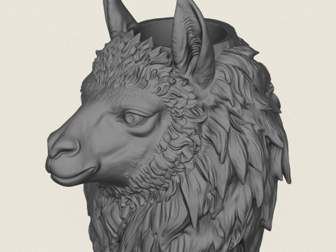 Llama Animal Face Vase 3D Print Model