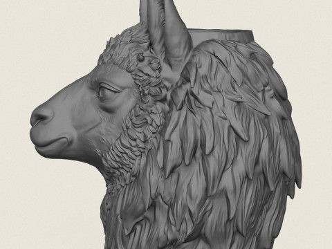 Llama Animal Face Vase 3D Print Model