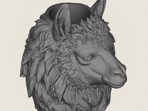 Llama Animal Face Vase 3D Print Model