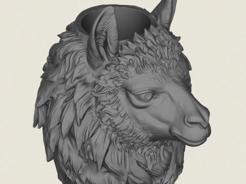 Llama Animal Face Vase 3D Print Model