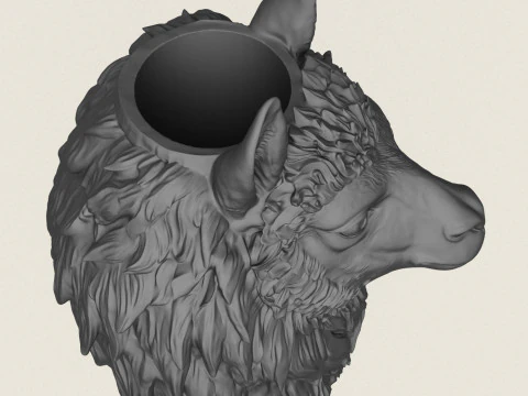 Llama Animal Face Vase 3D Print Model