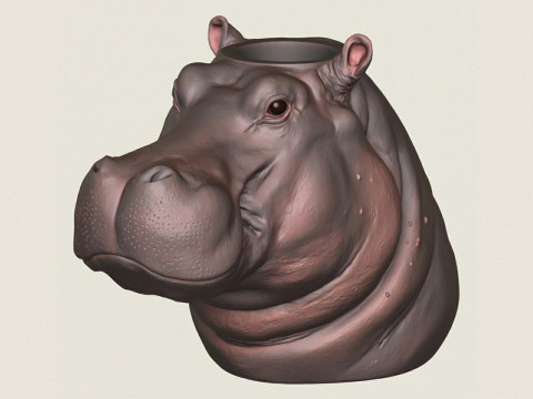 Vas Wajah Kuda Nil Model Cetak 3D