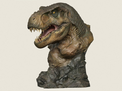 Est&aacute;tua do busto do dinossauro Trex Modelo de Impressão 3D