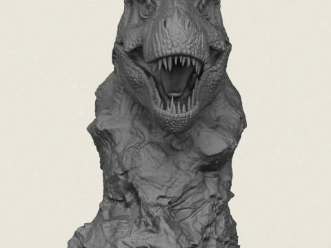 Trex Dinosaur Bust Statue 3D Print Model