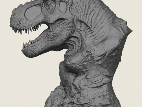 Trex Dinosaur Bust Statue 3D Print Model