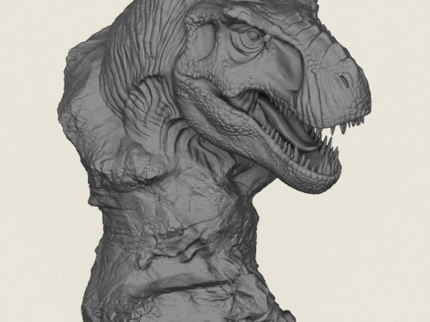 Trex Dinosaur Bust Statue 3D Print Model