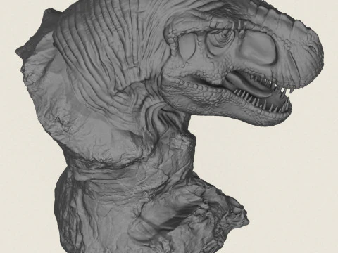 Trex Dinosaur Bust Statue 3D Print Model