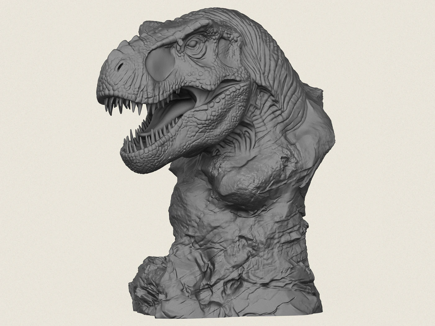 Trex Dinosaur Bust Statue 3D Print Model .c4d .max .obj .3ds .fbx .stl .blend 