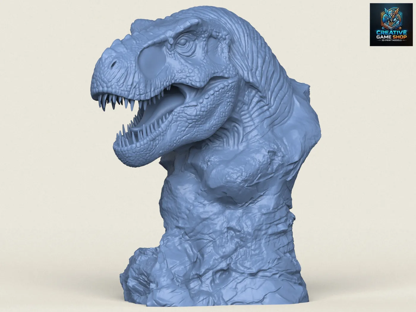 Trex Dinosaur Bust Statue 3D Print Model .c4d .max .obj .3ds .fbx .stl .blend