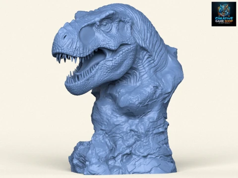 Statua del busto del dinosauro Trex Modello di stampa 3D