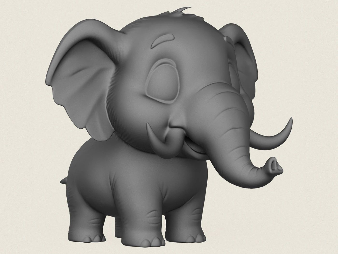 Cartoon Elephant 3D Print Model .c4d .max .obj .3ds .fbx .stl .blend 