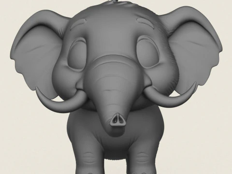 Cartoon Elephant 3D Print Model