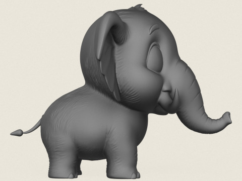 Cartoon Elephant 3D Print Model