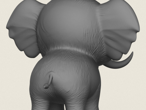 Cartoon Elephant 3D Print Model