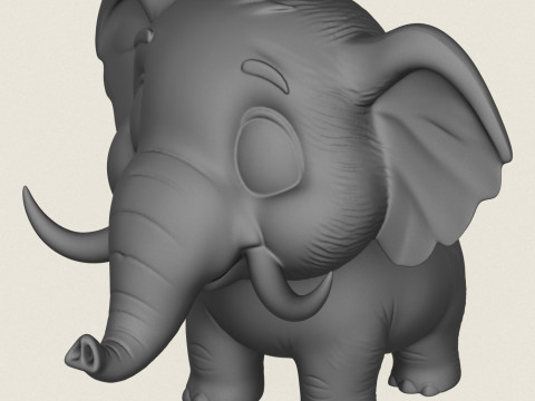 Cartoon Elephant 3D Print Model